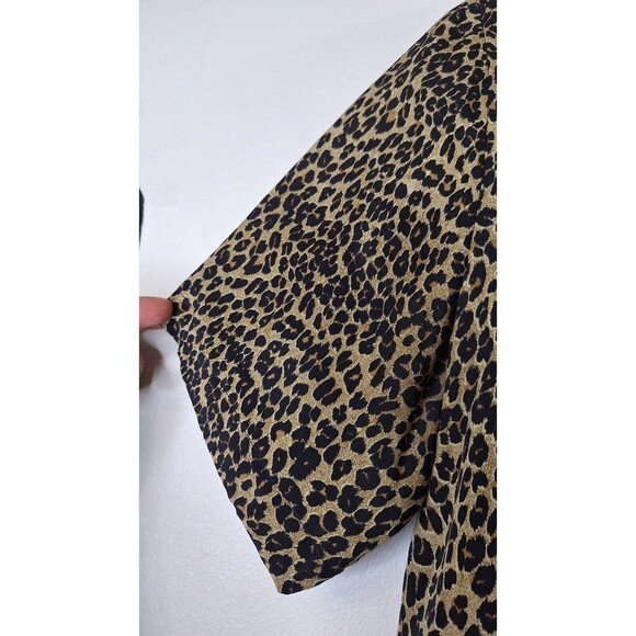 Vtg QUO-SILK 100% Silk Leopard Print Animal Print Top Women's Sz M Cottage Core - Picture 5 of 8